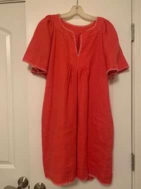 Magaschoni Finley flutter sleeve linen dress